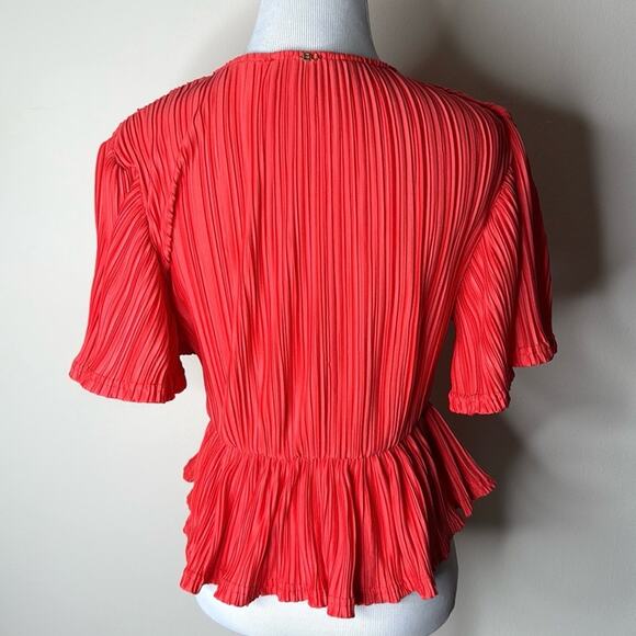 Orange Frill Peplum Waist Top - Picture 4 of 6